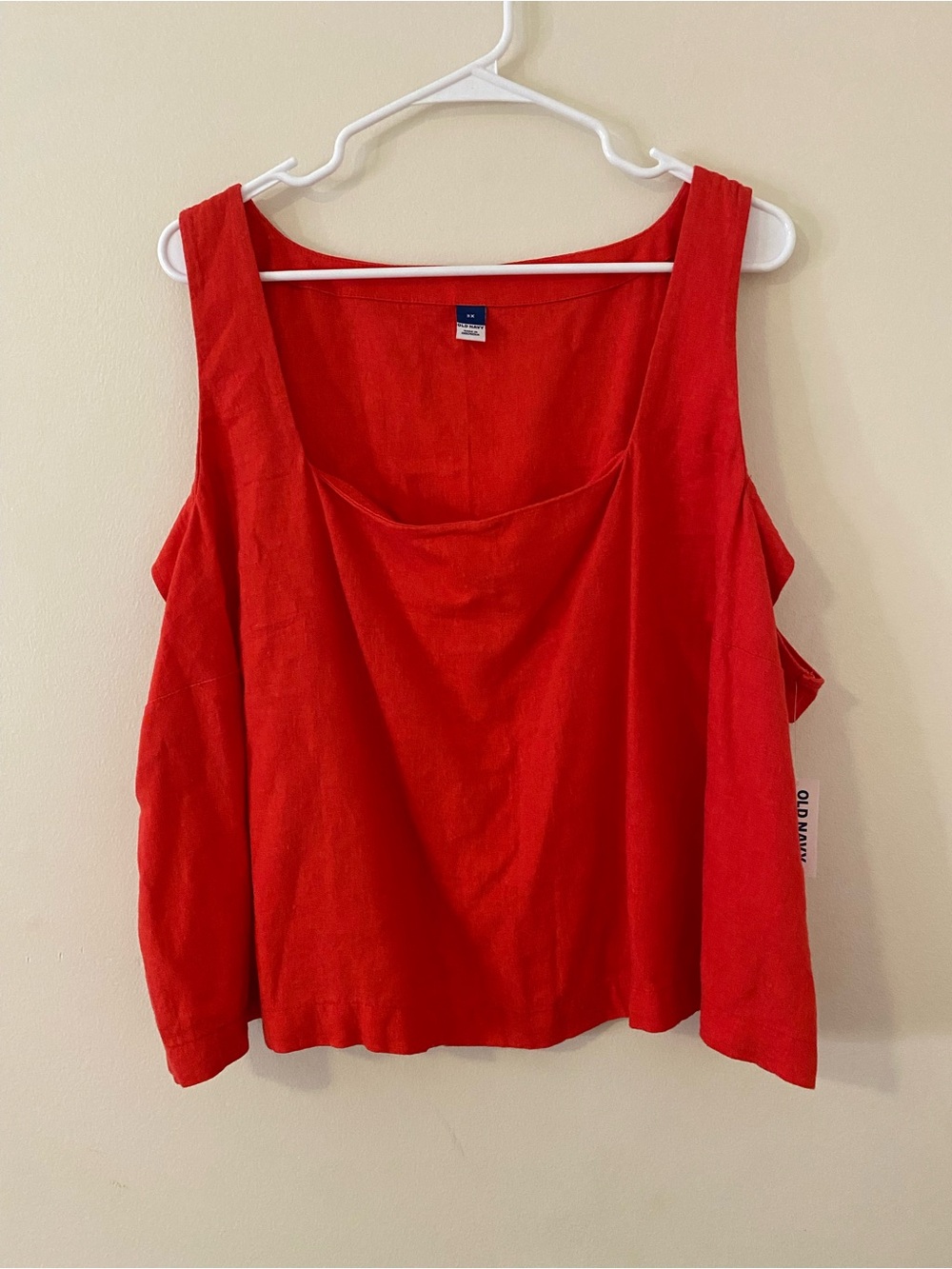 Old Navy Red Sleeveless Linen Blend Plus size Crop Top 3X